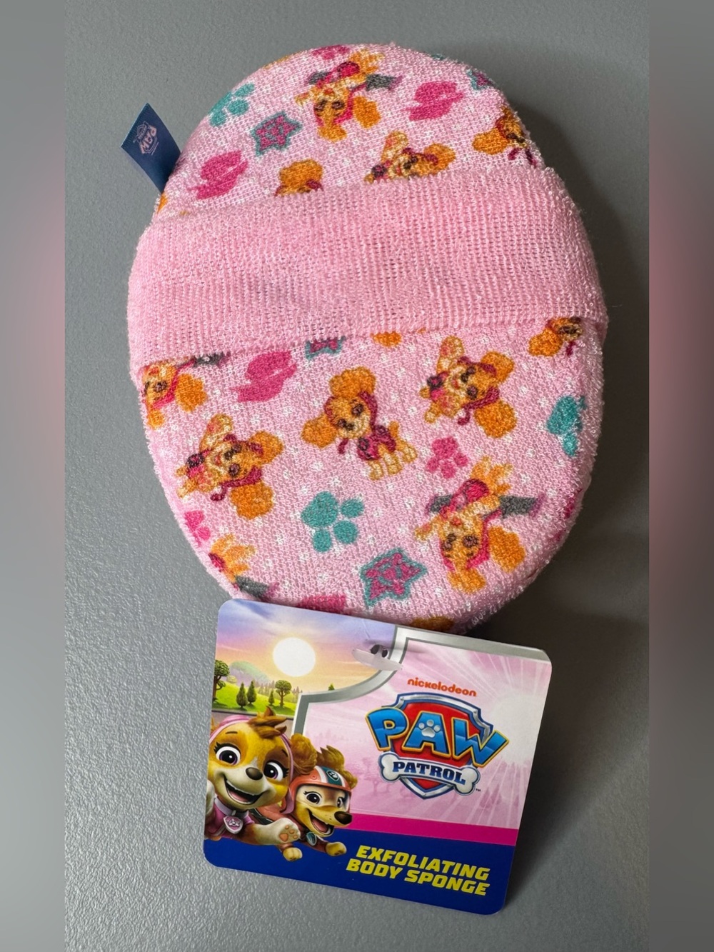 PAW Patrol sky Pink Exfoliating Body Sponge dual sided textured pastel